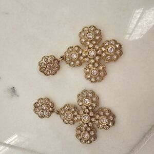 Elegant Gold and Pink Floral Earrings